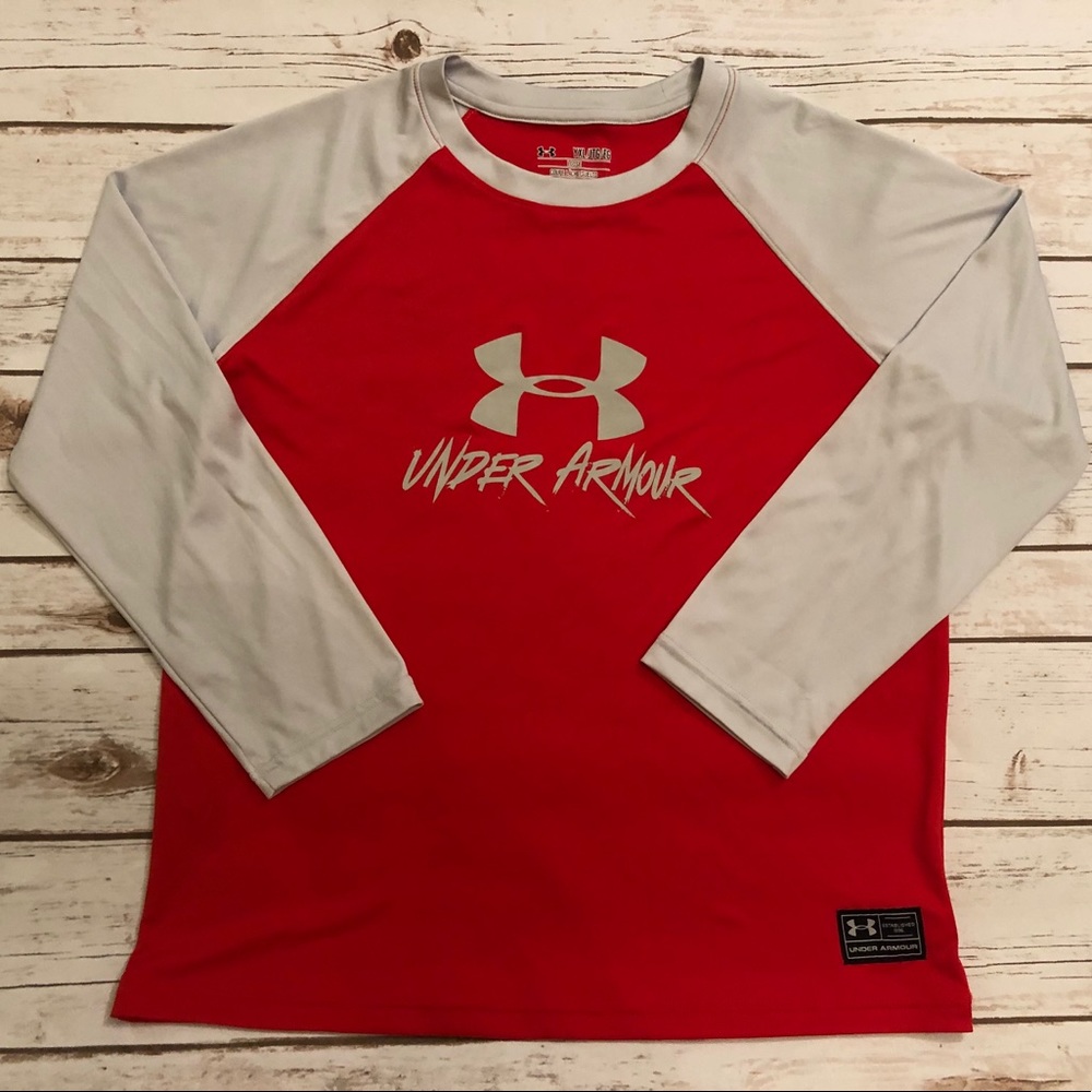 UNDER ARMOUR HEAT GEAR ORANGE/GREY TOP YOUTH XL